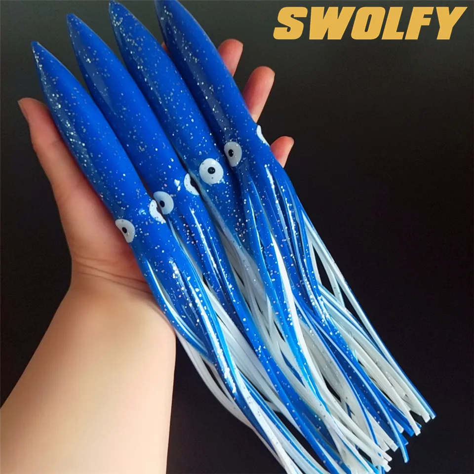 

Swolfy 4 шт./лот 30 см приманка-осьминог, Морская рыбалка, мягкие приманки для ловли кальмара, бионическая приманка для большого кальмара