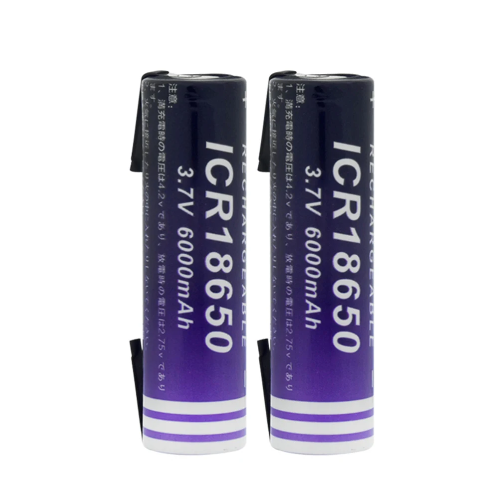 2 pieces 1/2/4 шт. долговечная 3,7 V 6000mAh 18650 литий-ионный аккумулятор для батареи с 2 Diy кабель для ноутбука антенна модель Фонарь налобный фонарь - Цвет: 2 pieces