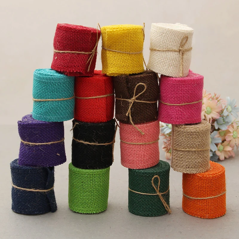 6cm Wide Jute Cloth Roll Colorful DIY Handmade Wedding Party Supplies Crafts Linen Volume Burlap Ribbon Apparel Sewing | Дом и сад