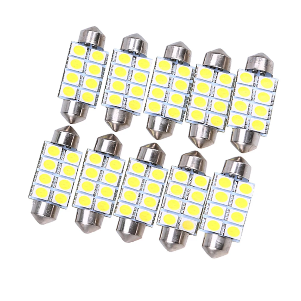 

YSY 100X 41mm 5050 8SMD White Car Interior Festoon Dome LED Light Bulbs Roof Lamp Reading DC12V