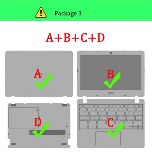 Package-3 A B C D Diy Красочные Фото ноутбук кожи наклейки для ноутбука acer Nitro 5 AN515-51 TMB117 TMB118 K50-20 Nitro5 AN515-51 кожи ноутбука - Цвет: Package-3 A B C D