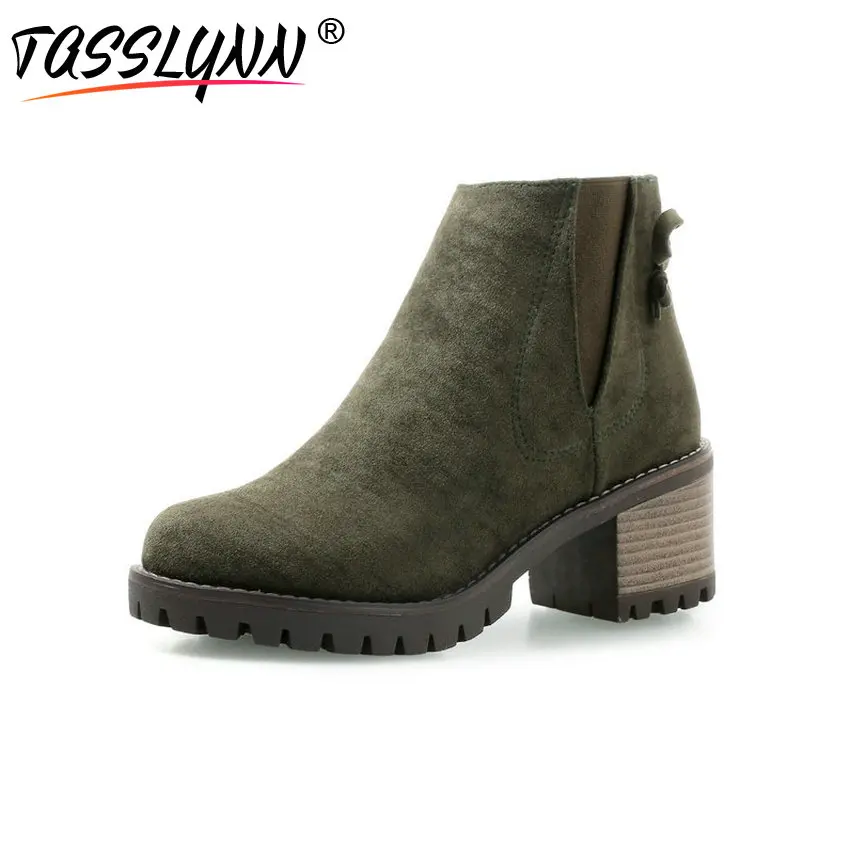 Taslynn/женские ботильоны с круглым носком и эластичным ремешком женская зимняя