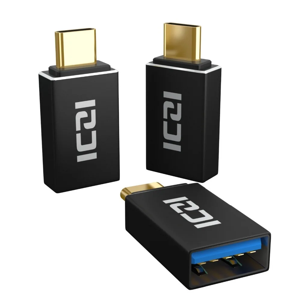 ICZI, 3 штуки, Тип C, папа-USB 3,0, Женский OTG конвертер, алюминиевый корпус, позолоченный черный адаптер для флешки на мобильный телефон