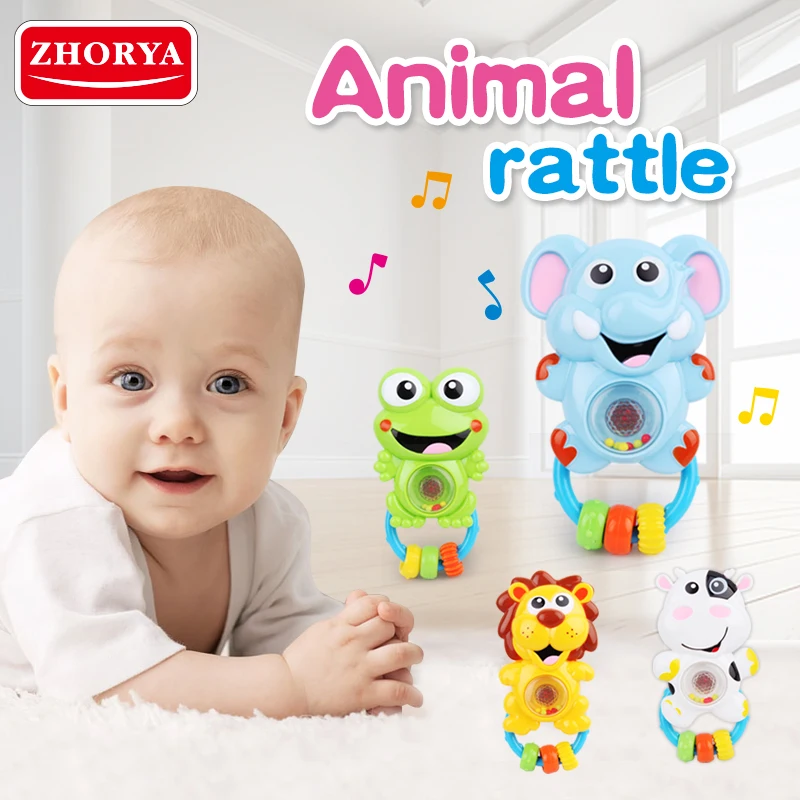 Фото Zhorya детские погремушки со светом и музыкой милые с животными Детские гаджеты
