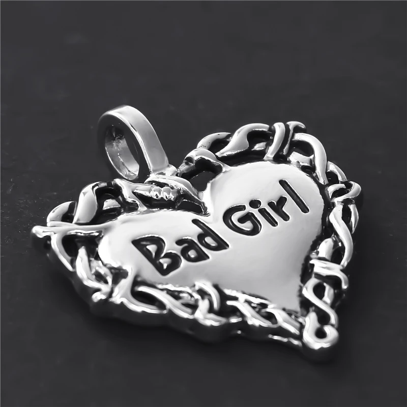 Женский мужской серебряный кулон в виде сердца Bad Girl с ожерельем LP206 | Украшения и