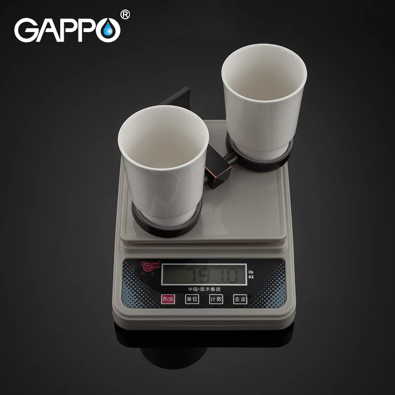 

GAPPO Tumbler Holders Brass Bathroom Accessories Wall mounted toothbrush Cetamic cups Double Tooth cups holder