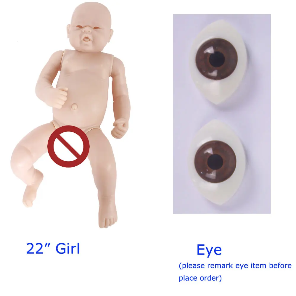 DK-66 and eyes Otarddolls 22 дюймов reborn doll наборы полный тело кукла DIY аксессуар Неокрашенный Мягкий силиконовый винил Reborn куклы игрушки как настоящий ребенок - Цвет: DK-66 and eyes