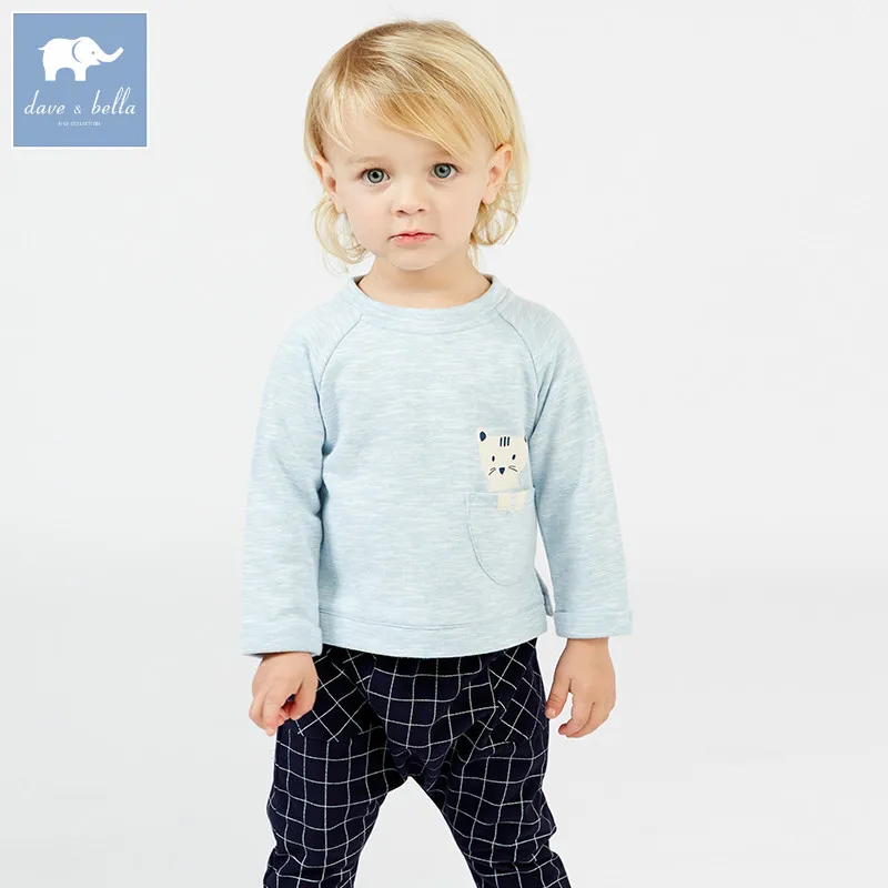 DB7379 dave bella spring baby boys blue clothing sets toddler children suit high quality outfits Clothing Suits |