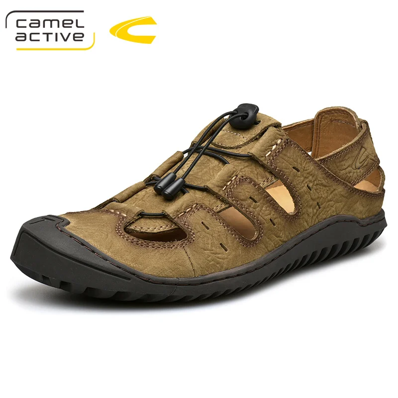 Мужские сандалии гладиаторы Camel Active желтые босоножки из коровьей кожи