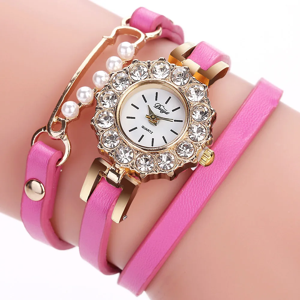 Модные Женские часы-браслет из тонкой кожи кварцевые часы с намоткой новинка 2019