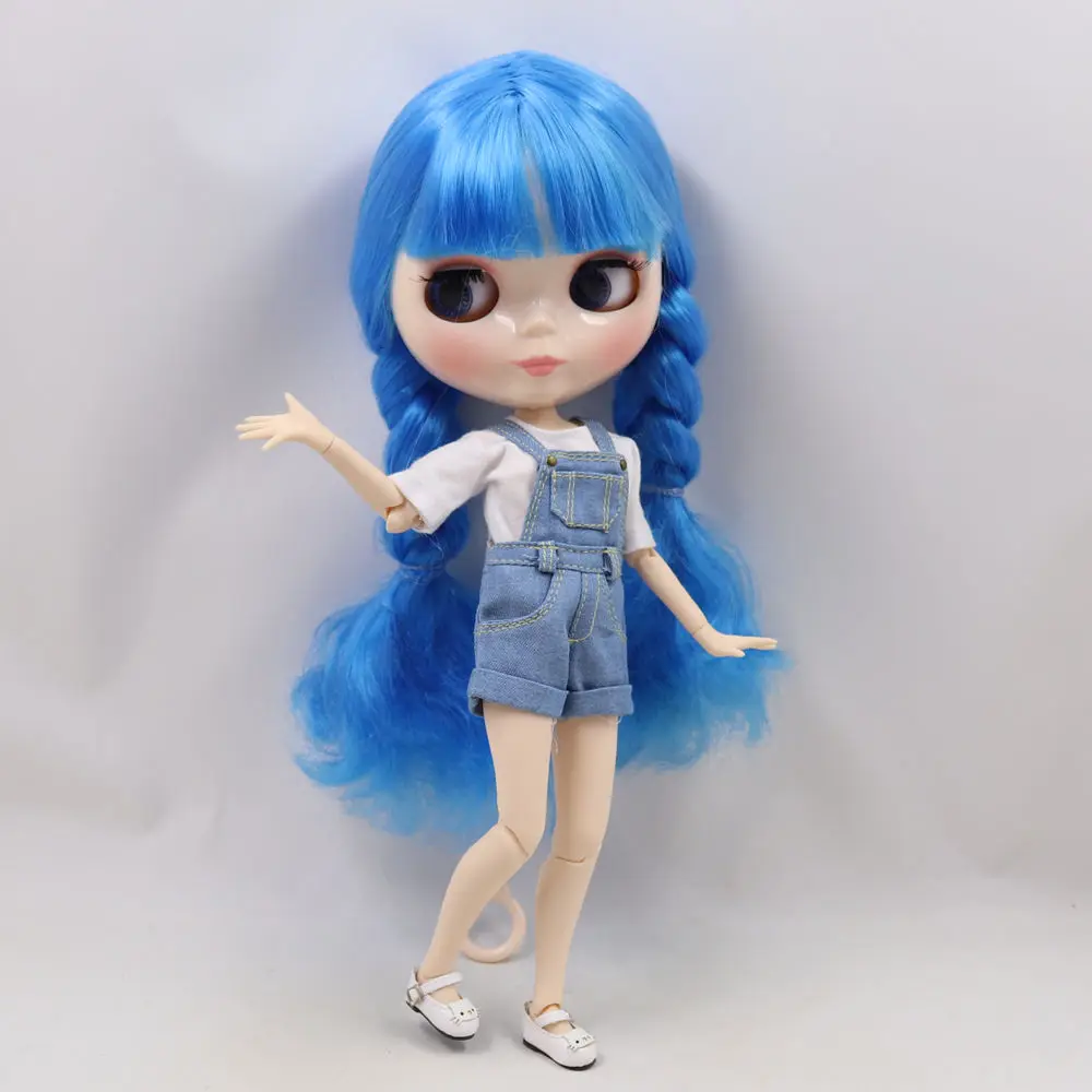Кукла Blyth 30 см с белой кожей милые синие плетеные волосы стиль 1/6 шарнирное тело