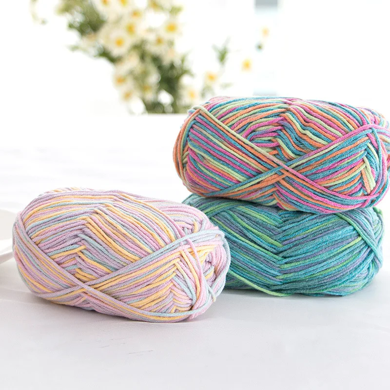 

High Quality ECO-friendly Natural Cotton Hand Knitting Yarn Baby Milk cotton Yarn Knitted By 2.5mm Needles crochet yarn DIY Rag