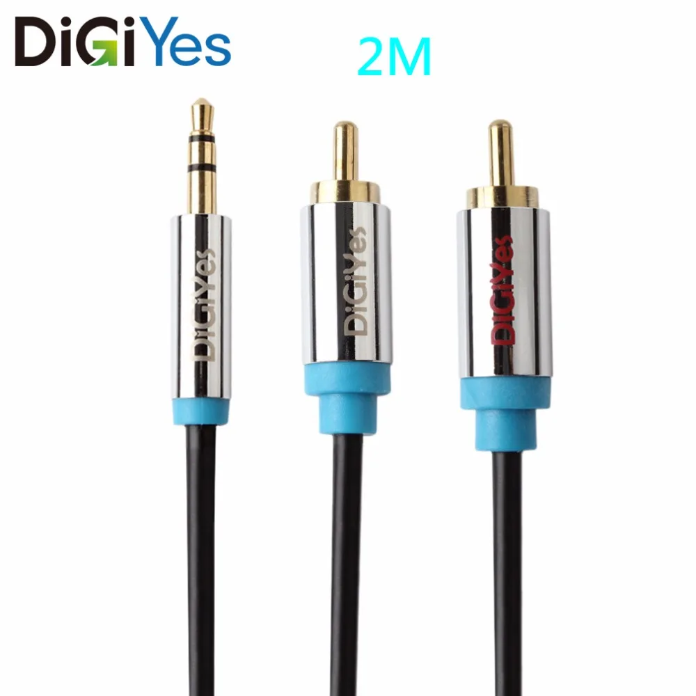 DiGiYes 3 5 мм мужчина к 2RCA Мужской стерео аудио кабель адаптер позолоченный для