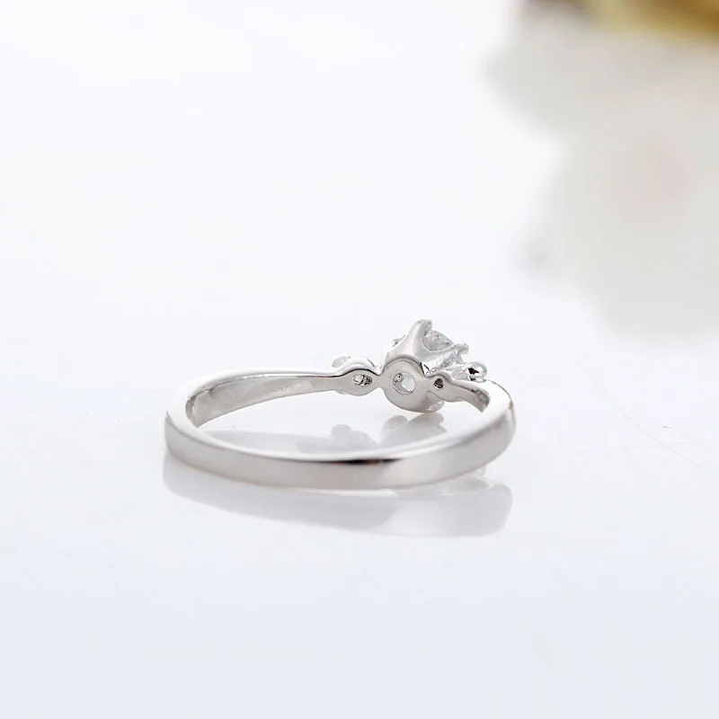 Белый золотой цвет шесть когтей Круглый CZ три камня обручальные свадебные кольца