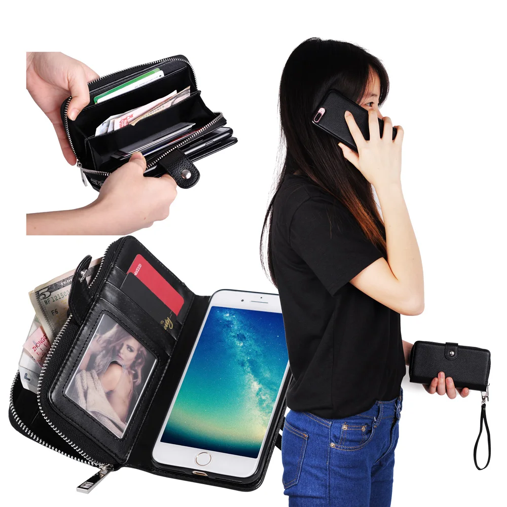 LANCASE For iPhone 6S Case Zip Multifunction Cover for 6s 6 Plus 5s 4s 7 Detachable Leather Phone Cases Coque | Мобильные телефоны