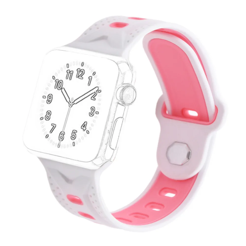 Сменный силиконовый спортивный браслет ремешок для часов Apple Watch iwatch Series 3 2 1 Sport