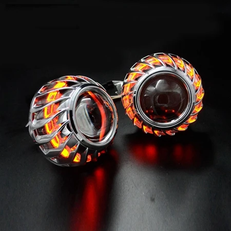Red Angel eyes 2,5 дюймов Мини hid линзы проектора bi xenon с DRL пожарные колеса ангельские глазки кожухи маска H4 H7 использовать h1 лампы модифицированный автомобиль в сборе - Цвет: Red Angel eyes