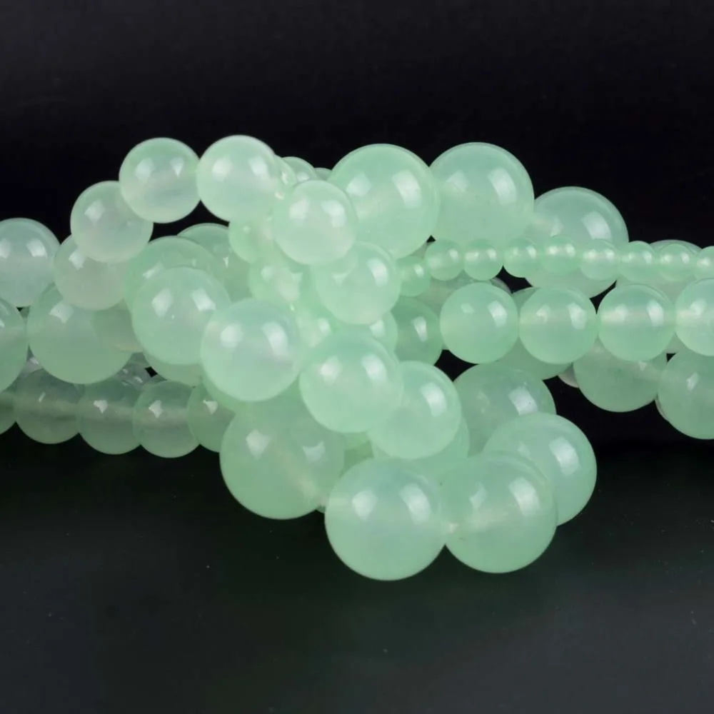 4 6 8 10 12mm Natural Light Green Jades Stone Round Loose Beads For Jewelry Making Handicraft Jewellery Accessories Wholesale | Украшения и