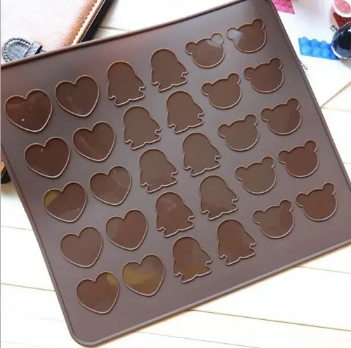 Коврик для выпечки с изображением медведя сердца пингвина макарон 30