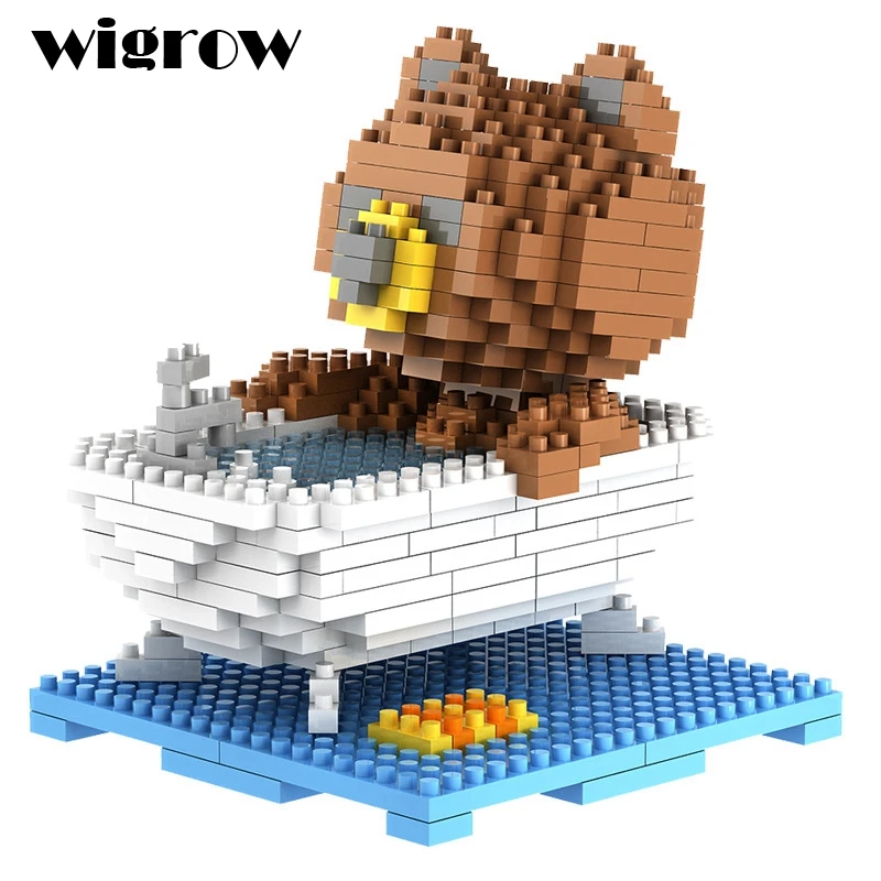 Wigrow мини медведь здание дети развивающие блоки игрушки DIY мультфильм модель