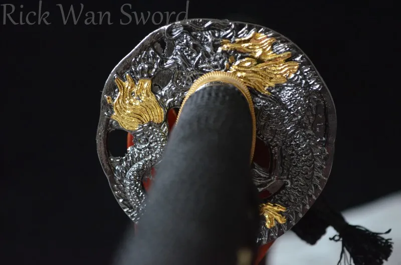 Ручная работа 1060 Высокоуглеродистая сталь черное лезвие катана японский