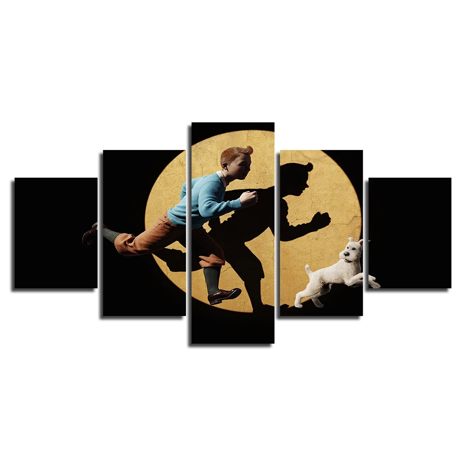 HD Печать Абстрактная живопись на холсте мультфильмы 5 шт. персонажи TinTin модульный