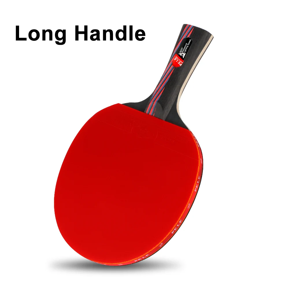 Long Handle Профессиональный настольный теннис ракетки из углеродного волокна с двойным лицом прыщи-в ракетка для пинг-понга высокого качества сумка - Цвет: Long Handle