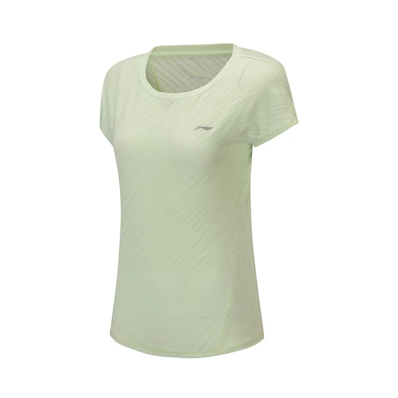 Li-Ning, женские футболки для бега, дышащие, короткий рукав, 91% полиэстер, 9% спандекс, подкладка, Спортивная футболка ATSP194 WTS1511
