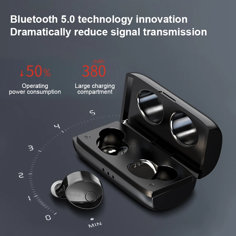 Мини Спортивные беспроводные наушники Bluetooth наушники гарнитуры TWS 5,0 наушники для всех телефонов с зарядной коробкой YZ279