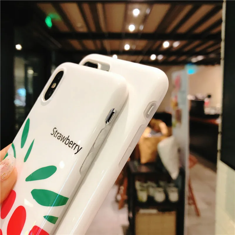 FTAIDKJ Fashion Cartoon Pineapple Soft IMD Case For iPhone X 10 Capa 6 6S 7 8 Plus Lovely Fruit Strawberry Back Cover |