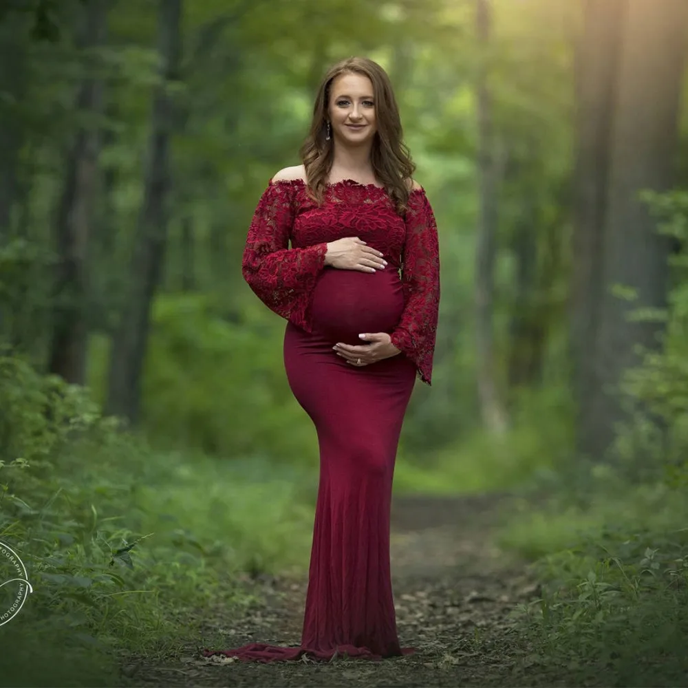 Модный кружевной топ для фотосъемки беременных Платья Одежда платье