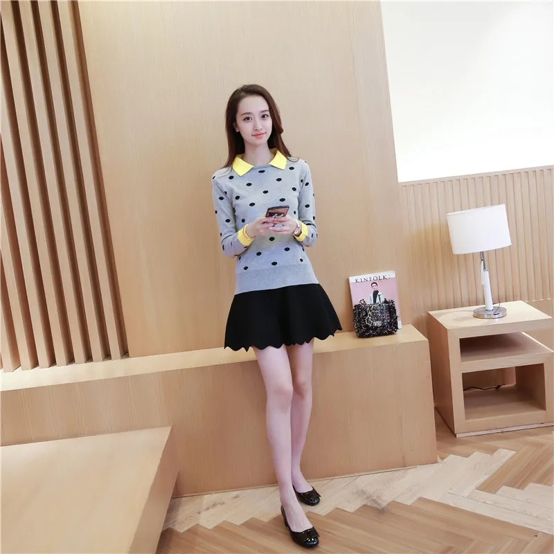 

The new fashion dot cotton Crewneck sweater pullover shirt outside the ride