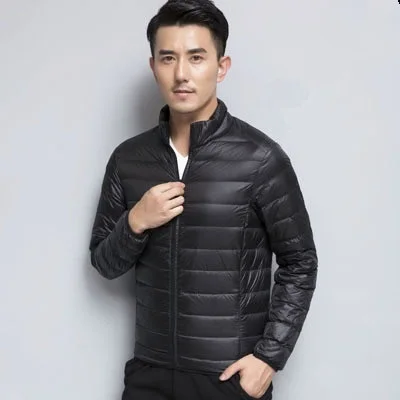 Уличная Мужская тонкая легкая пуховая куртка осень зима мужская с воротником