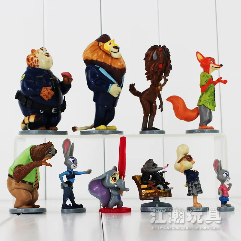 Disney Zootopia Ник Уайлд Джуди Хопс 10 Шт./лот PVC Фигурки Аниме Базовый Набор Brinquedos 5 СМ