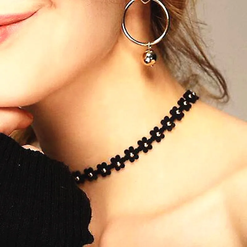 Simple Black Flower Choker Necklace Women Fashion Jewelry Bijoux Punk Design Elegant Gift New Arrivl | Украшения и аксессуары