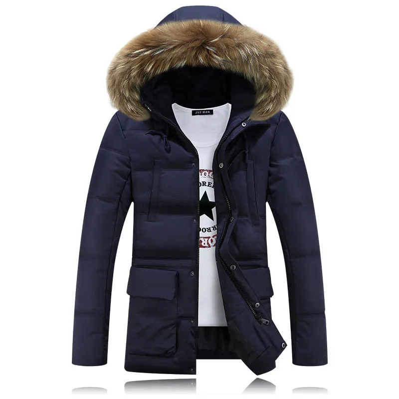 Длинная парка с капюшоном Мужская теплая зимняя куртка 2017 модная брендовая