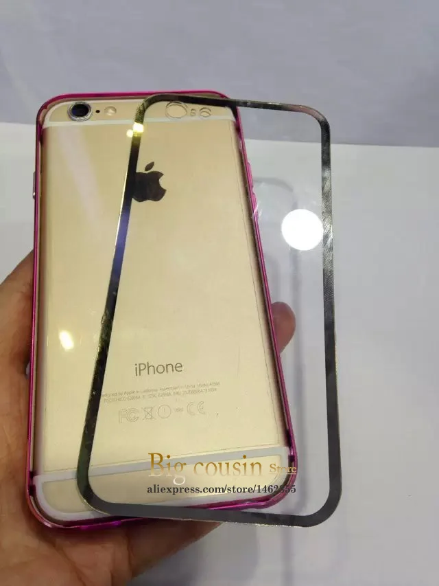 Double Color Metal Frame Transparent Back shell Case For apple iphone 6 4.7 5.5 inch plus case Combination can be separated |