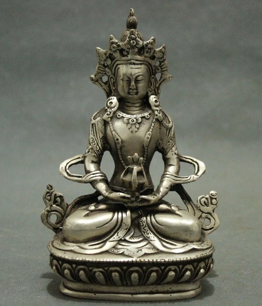 

Китай Серебро Медь Тибетский буддизм Гуаньинь bodhisattva фигура Будды