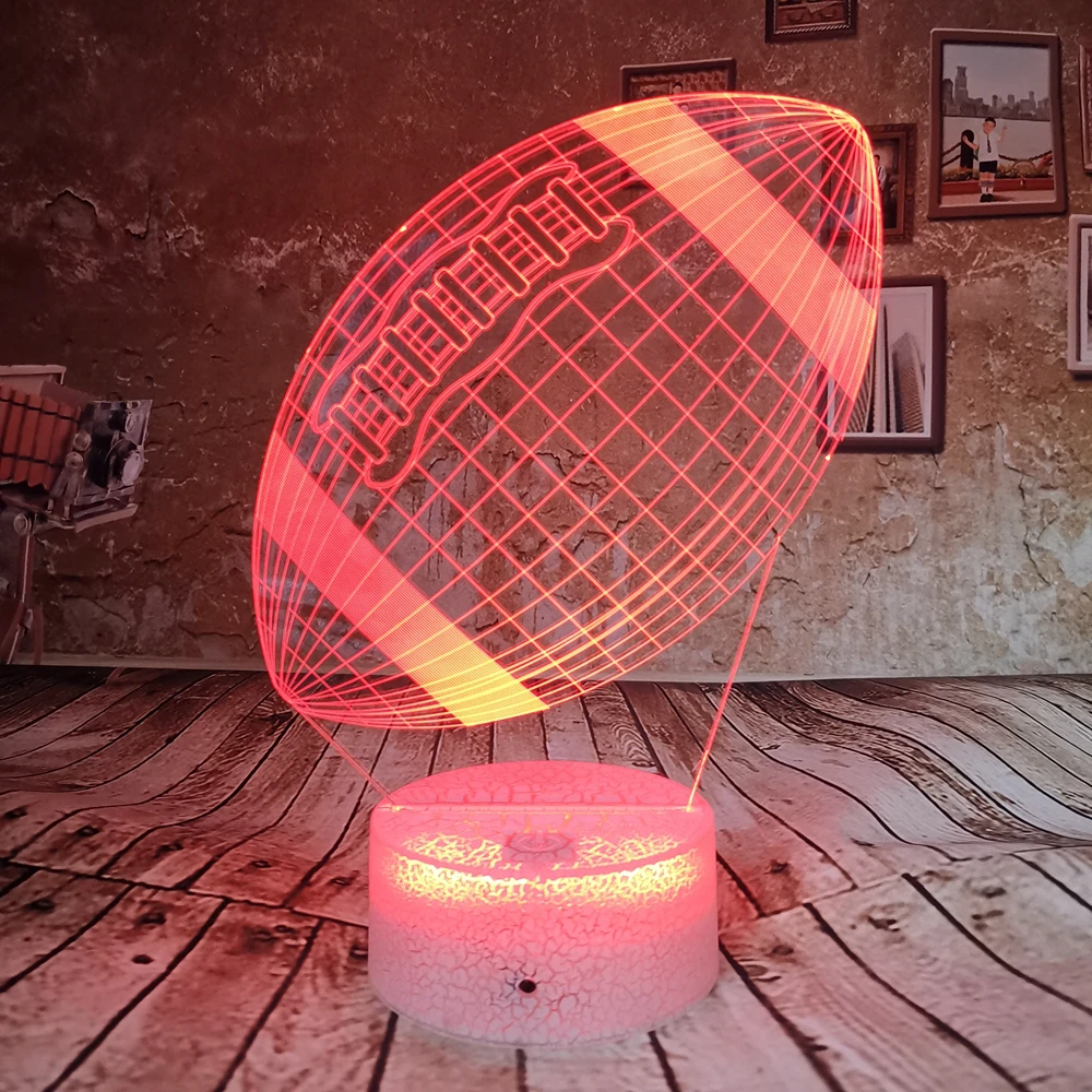 Прямая поставка крутая 3D ночник лампа Американский футбол 7 цветов Иллюзия Led USB