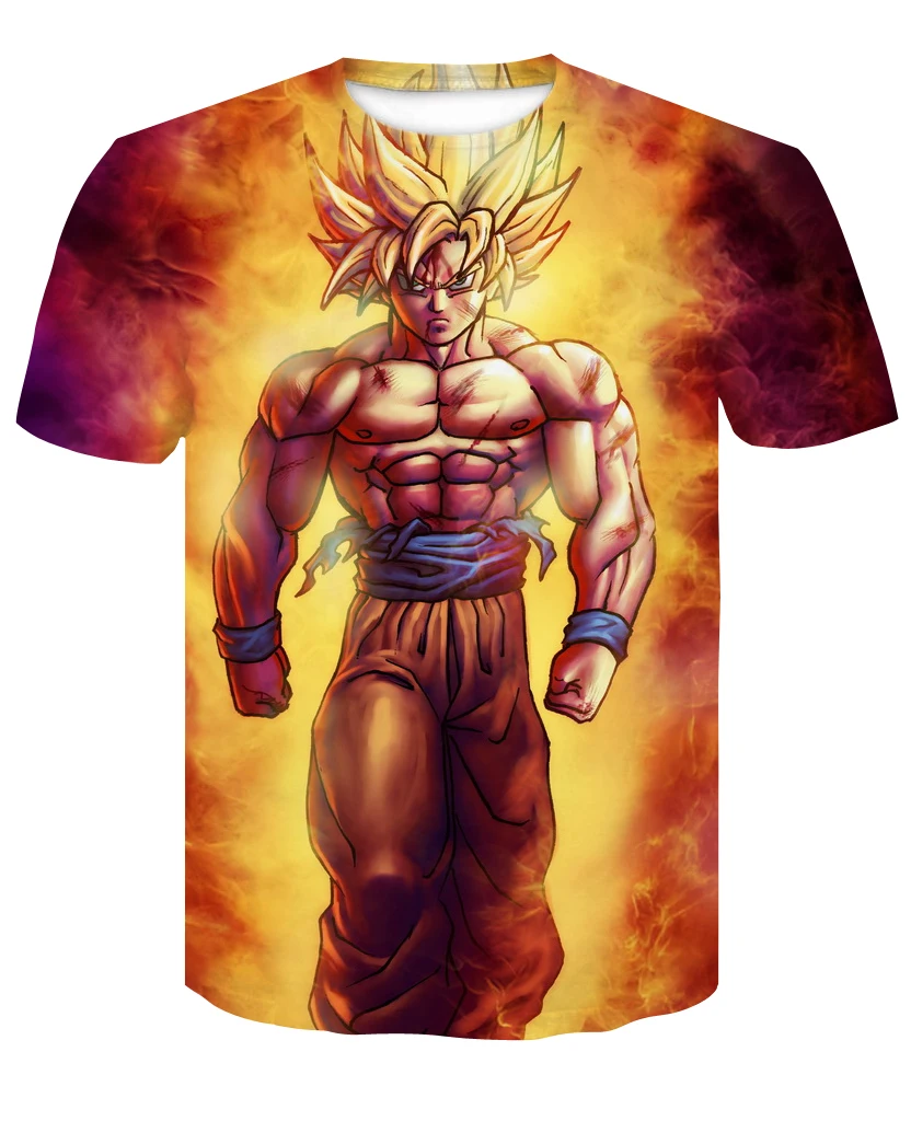 2018 Лето мультфильм футболка Для мужчин/Для женщин аниме Camiseta Dragon Ball печати 3D
