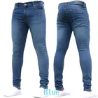 Узкие обтягивающие джинсы, мужские брюки-карандаш из джинсовой ткани в европейском и американском стиле, мужские хлопковые однотонные Простые повседневные джинсы большого размера