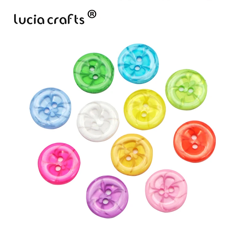 Lucia crafts 50 шт/100 шт 14 мм цветные круглые цветы из смолы 2 отверстия кнопки для