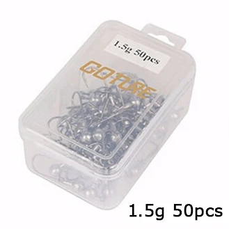 50pcs 1point5 g Goture 20-50 шт. свинцовая головка джиг рыболовный крючок из углеродистой стали рыболовные крючки 1-20 г для мягкой приманки с приманкой Снасти Коробка рыболовные аксессуары - Цвет: 50pcs 1point5 g