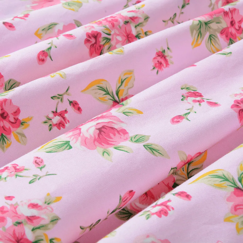 Chicanary Floral Printed Vintage Dresses Sleeveless Audrey Hepburn Ladies O-Neck Party Swing Dress Plus Size Vestidos | Женская одежда