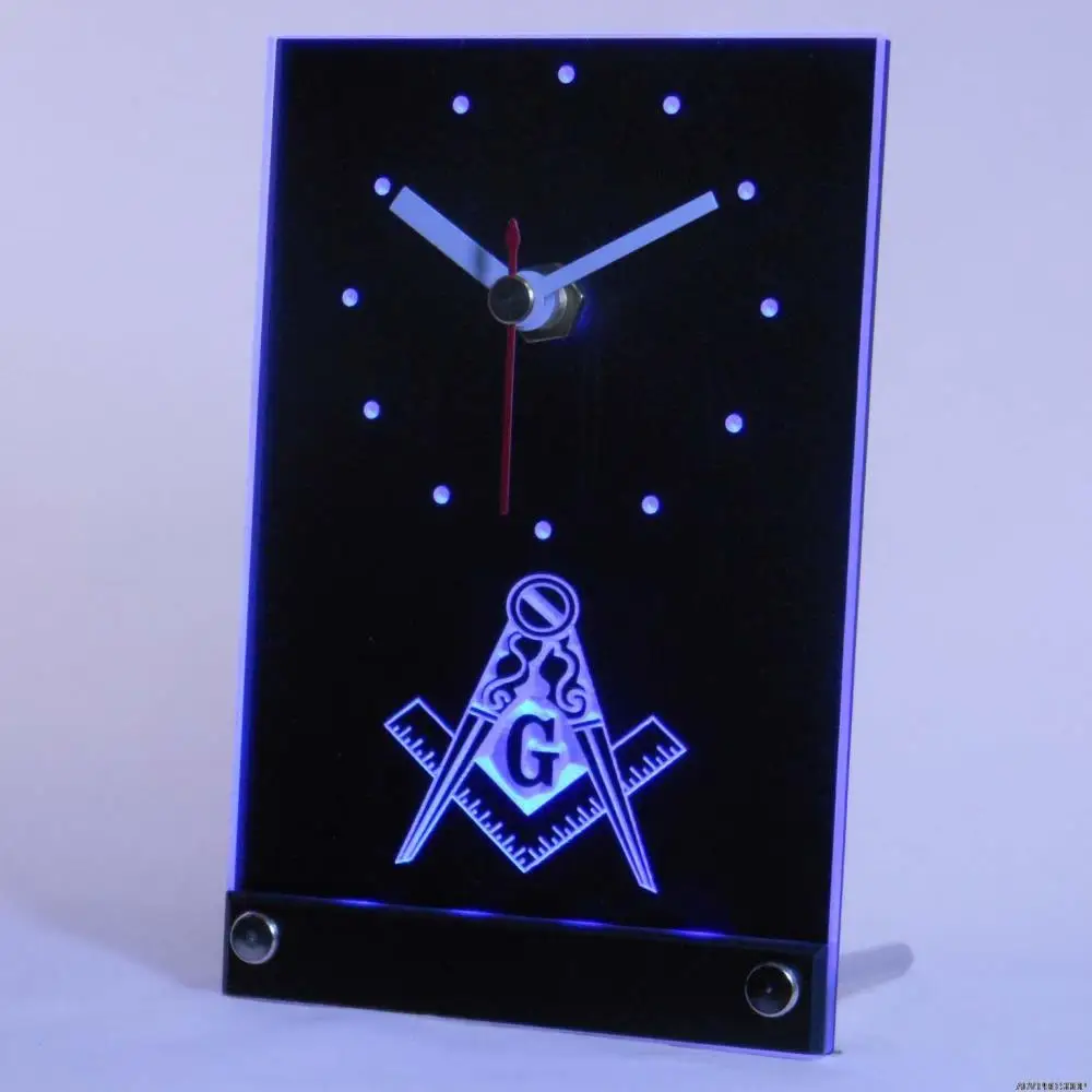 Tnc0087 масонский масон вольный каменщик эмблема стол 3D LED часы | Дом и сад