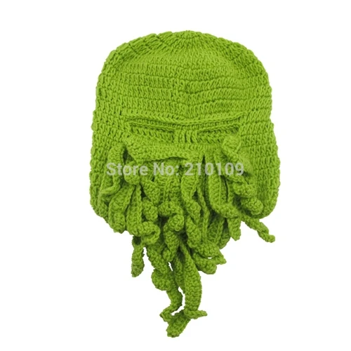 3-7 years old Green Mr.Kooky, крутая детская зимняя Новинка, ручная работа, вязаные забавные шляпы осьминога, шапка с животными, шапка на Хэллоуин, Cthulhu, шапочка с бородой, подарки для мальчиков девочек - Цвет: 3-7 years old Green