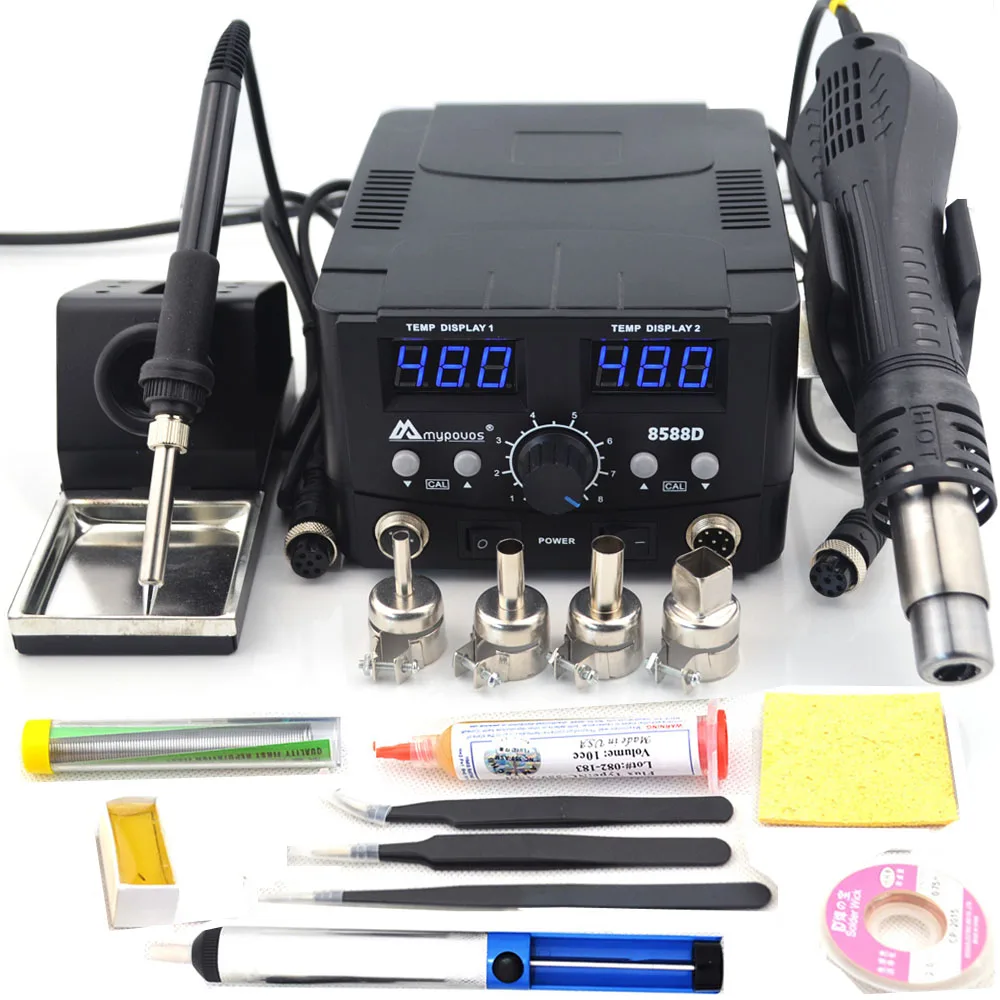 8588D TOOL SET 2 2 в 1 800 вт светодиодный цифровой паяльник для горячего воздуха паяльная станция электрический паяльник для телефона PCB IC SMD BGA сварка - Цвет: 8588D TOOL SET 2