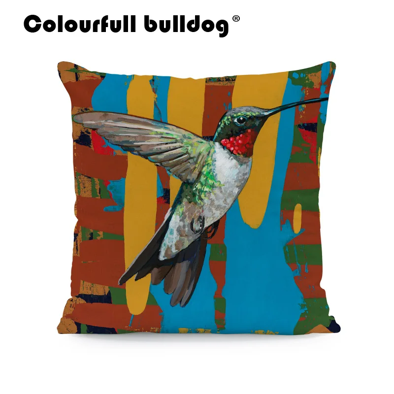 Картина маслом Робин Колибри Подушка Чехлы с зелеными листьями Ретро наволочка