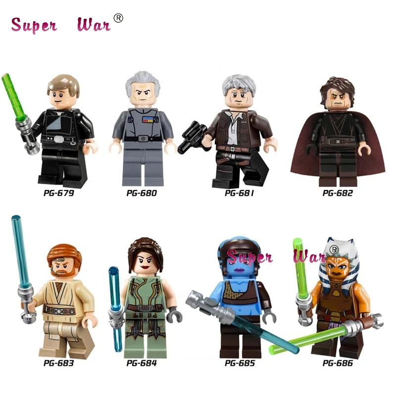 PG8034 1 комплект серии 3 Leia Skywalker Yoda C3PO R2D2 Дарт Вейдер строительные блоки игрушки для детей - Цвет: PG8034