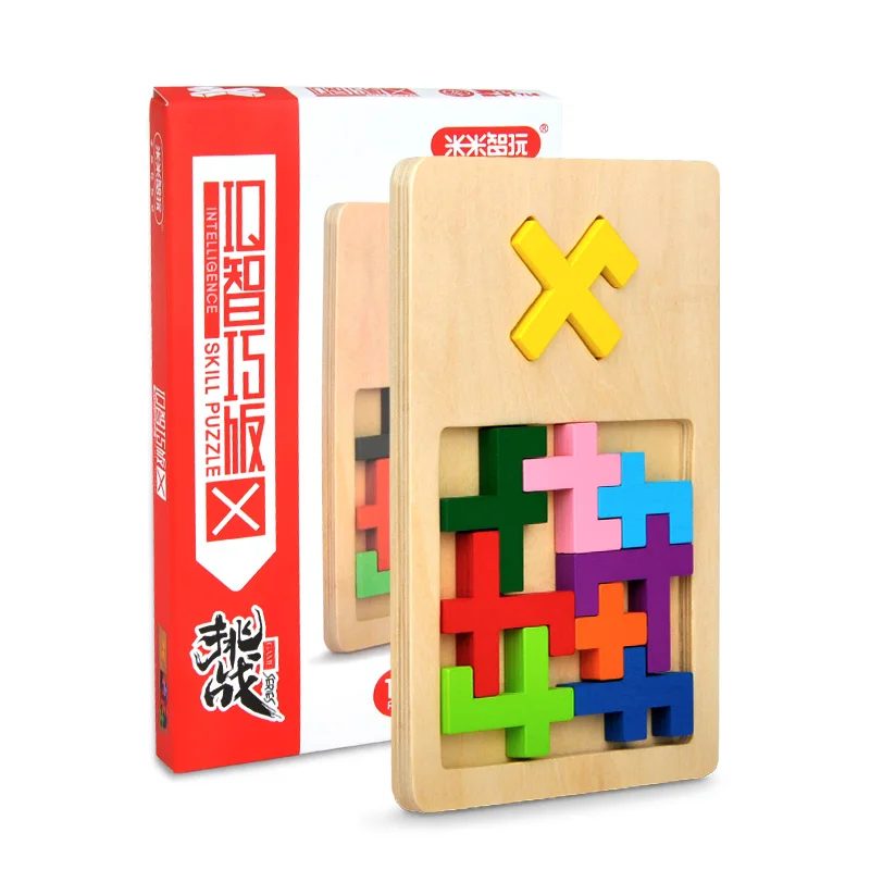 Цветной деревянный пазл MITOYS танграмма головоломки для детей развивающая игрушка